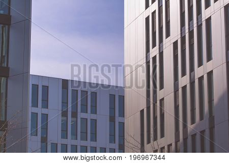 facades of new modern office buildings in the city
