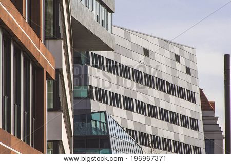 facades of new modern office buildings in the city