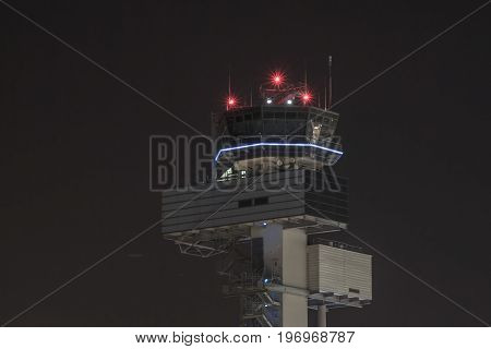 The tower of the airport in Dusseldorf