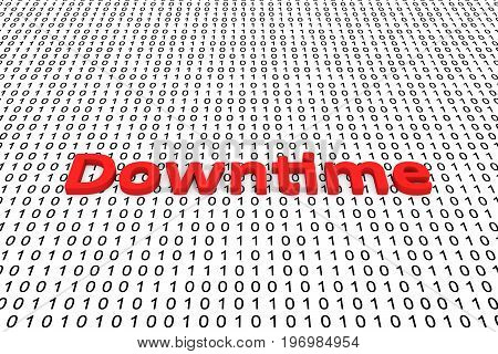 Downtime in the form of binary code, 3D illustration