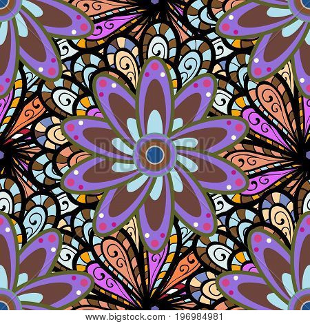 Flowers of the valley on colored background. Seamless background pattern. Vector - stock. Watercolor hand drawn.