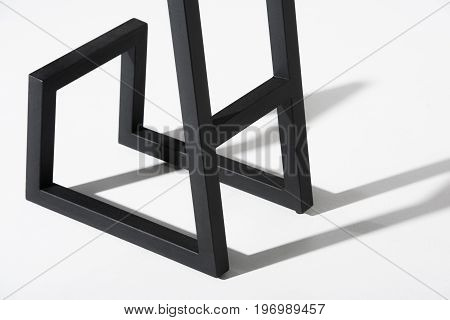 Cropped Image Of Stylish Barstool Black Metallic Legs Standing On White