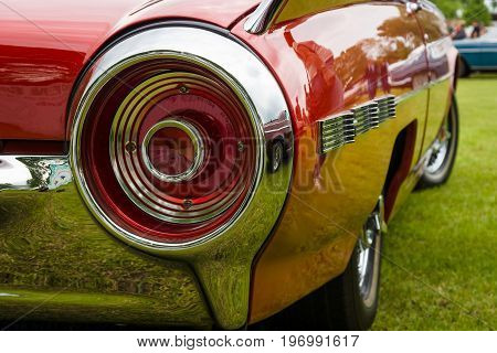 PAAREN IM GLIEN GERMANY - MAY 23 2015: Stoplight of a personal luxury car Ford Thunderbird (third generation). The oldtimer show in MAFZ.