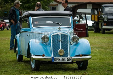 PAAREN IM GLIEN GERMANY - MAY 23 2015: Vintage car DKW F7. The oldtimer show in MAFZ.