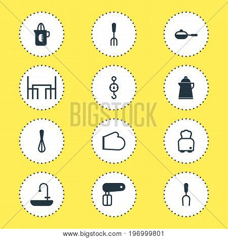 Editable Pack Of Tea, Bread, Steelyard And Other Elements.  Vector Illustration Of 12 Restaurant Icons.