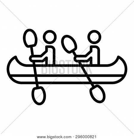 Double Kayak Boat Icon. Outline Double Kayak Boat Vector Icon For Web Design Isolated On White Backg