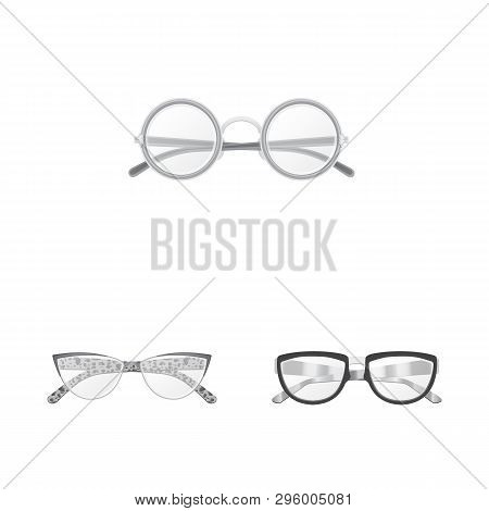 Vector Illustration Of Glasses And Frame Icon. Collection Of Glasses And Accessory Stock Symbol For 