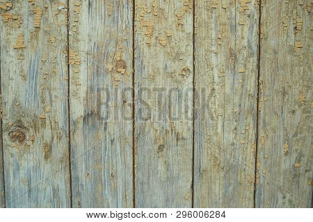 Background Of Flaky Wood. Wooden Panels With Aged Flaky Surface
