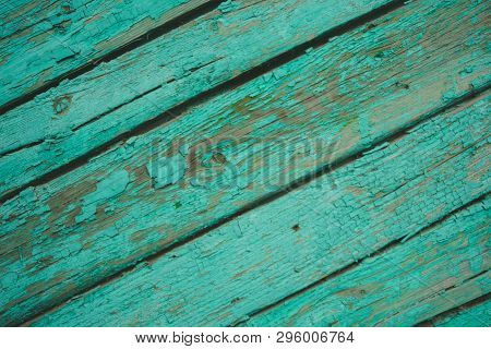 Background Of Green Flaky Wood Backdrop Of Green Colored Wooden Panels With Aged Flaky Surface