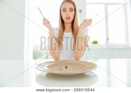 Close Up Photo Of Lady Have Breakfast  Feel Annoyed Unbelievable Unexpected Wear Beautiful Trendy Cl
