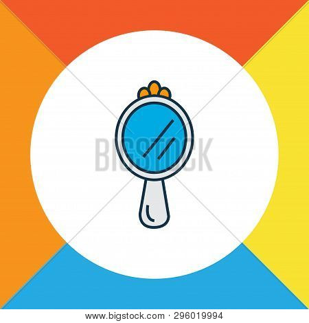 Hand Mirror Icon Colored Line Symbol. Premium Quality Isolated Peeper Element In Trendy Style.