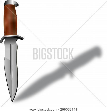 Fighting Knife Of Special Troops And The Shadow Falling From It To The Right.