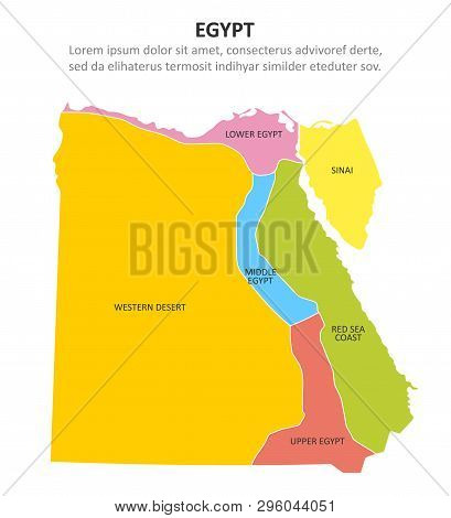 Egypt Multicolored Map With Regions. Vector Illustration
