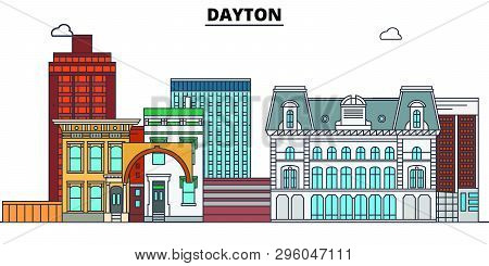 Dayton , United States, Outline Travel Skyline Vector Illustration.