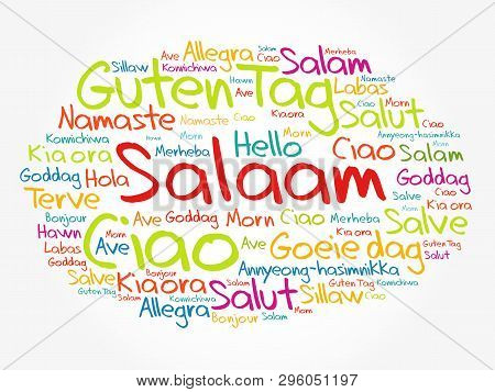 Salaam (hello Greeting In Persian,farsi) Word Cloud In Different Languages Of The World, Background 