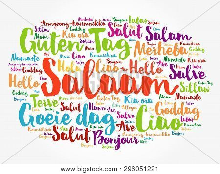 Salaam (hello Greeting In Persian,farsi) Word Cloud In Different Languages Of The World, Background 
