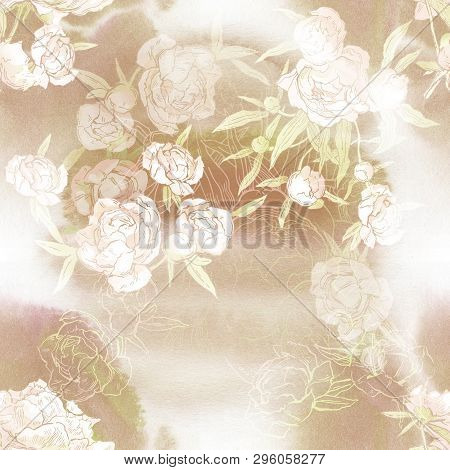 Floral Seamless Pattern. Hand Drawn Illustration. Fullsize Raster Atrwork.