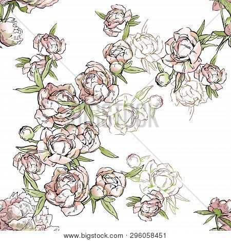 Floral Seamless Pattern. Hand Drawn Illustration. Fullsize Raster Atrwork.