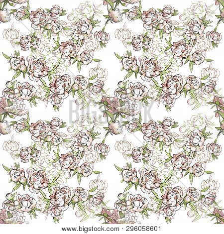 Floral Seamless Pattern. Hand Drawn Illustration. Fullsize Raster Atrwork.