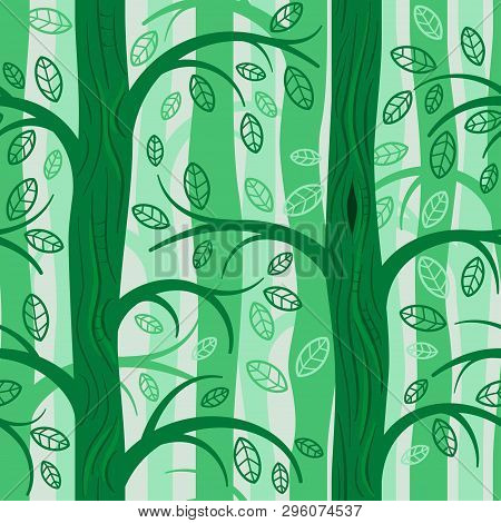 Seamless Pattern. Magic, Mysterious Forest. Vector Background For Fabric, Textile, Posters, Gift Wra