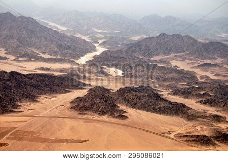 Aerial View Of The Egyptian Mountains And Sand Plateaus