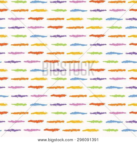 Hand Painted Textured Vertical Stripes. Seamless Repeat Pattern. Rainbow Vector Illustration.