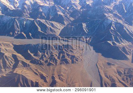 Aerial View From The Aircraft To The Qilian Mountains Also Known As Nan Shan Or Southern Mountains I