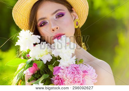 Amazing Summer. Woman With Fashion Makeup. Natural Beauty And Spa Therapy. Summer Girl With Long Hai