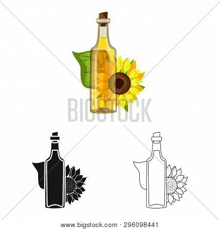 Vector Design Of Sunflower And Food  Symbol. Set Of Sunflower And Pure  Stock Vector Illustration.