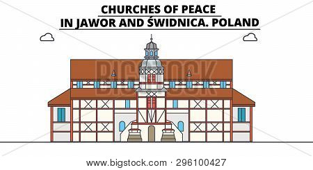 Poland , Jawor And Swidnica, Churches Of Peace ,  Travel Skyline Vector Illustration.