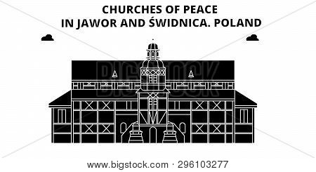 Poland , Jawor And Swidnica, Churches Of Peace ,  Travel Skyline Vector Illustration.