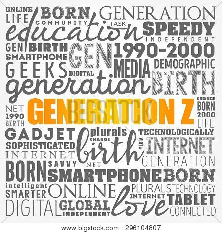 Generation Z Word Cloud Collage, Concept Background