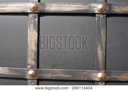 Details, Structure And Ornaments Of Wrought Iron Fence With Gate