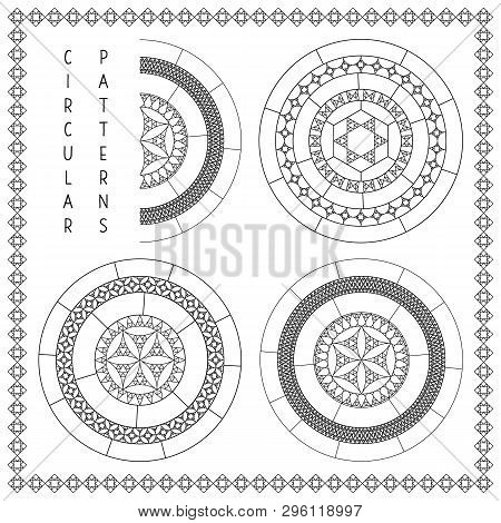 Circular Linear Pattern With Geometric Elements. Arabesque.
