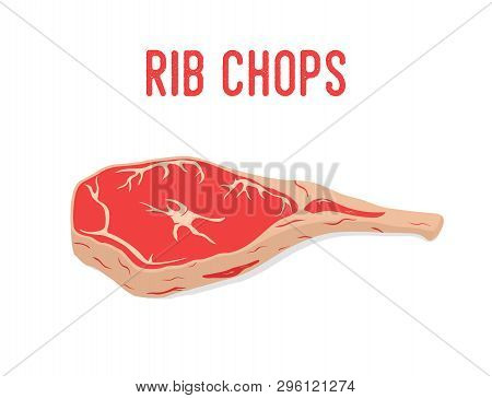 Vector Rib Chops Meat, Prime Beef. Pork With Bone