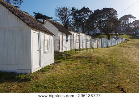 White Beach Sheds At Ris Beach In Douarnenez