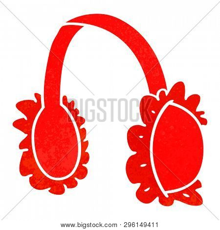 hand drawn retro cartoon doodle of pink ear muff warmers