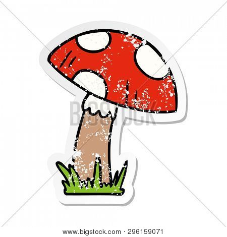 hand drawn distressed sticker cartoon doodle of a toad stool