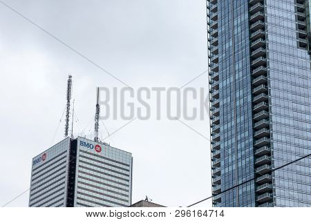 Toronto, Canada - November 13, 2018: Bank Of Montreal Logo, Known As Bmo, On Of Their Headquarters I
