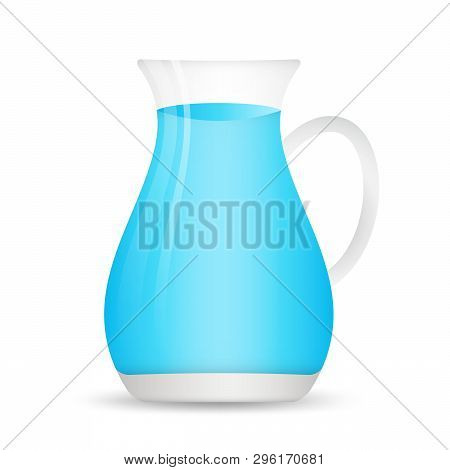 Glass Water Jug Icon In Flat Style. Web Icon, Sign,  Design Elements For Business