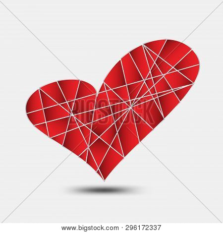 Red Heart Polygonal Vector, Heart Icon, T Shirt Logo, Flat Icon For Apps And Website, Love Sign, Val