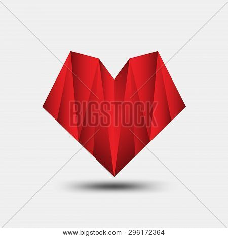 Red Heart Polygonal Vector, Heart Icon, T-shirt Logo, Flat Icon For Apps And Website, Love Sign, Val