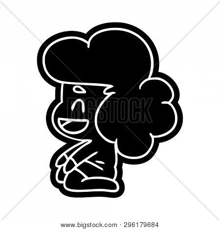 cartoon icon of a kawaii alien girl