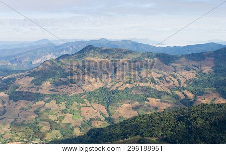 Bald Mountain Landscape At Phu Langka National Park Phayao Thailand Zoom. Bald Mountain At Lan Hin L