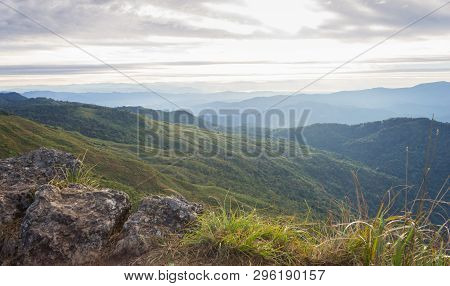 Landscape Phu Langka Mountain National Park View Point Stone Foreground Phayao Thailand Travel. Phu 