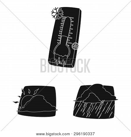 Vector Design Of Weather And Climate Icon. Set Of Weather And Cloud Vector Icon For Stock.