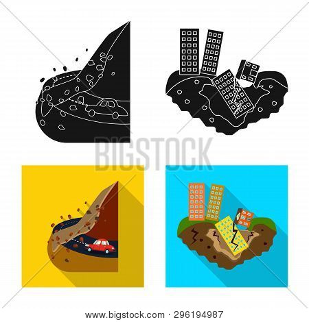 Isolated Object Of Weather And Distress Symbol. Set Of Weather And Crash Stock Symbol For Web.