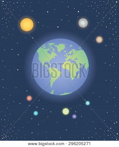Group Of Planets Spacial Icons Vector Illustration Design