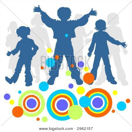 Trois Silhouettes sombres enfants