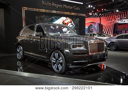 Nonthaburi, Thailand - April 3, 2019: Rolls Royce Cullinan Luxury Suv Presented In Motor Show 2019